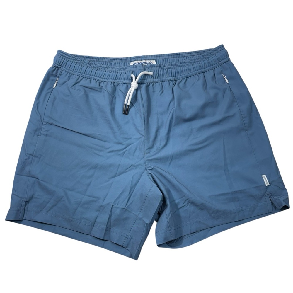 Maamgic Amazon Men's Light Blue Zip Pocket Swim Bottom Trunk Shorts NWT Large L